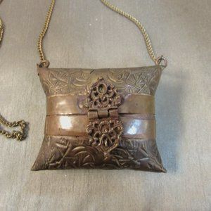 Vintage Pillow Purse/Necklace Brass & Copper